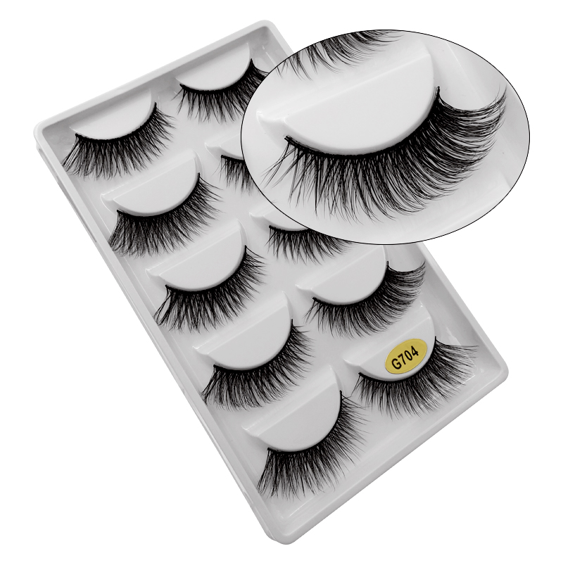 5-par lösögonfransar - 3D faux mink - G704