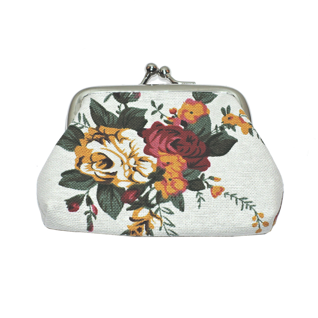 Vit blommig - Portmonnä [Liten v1]