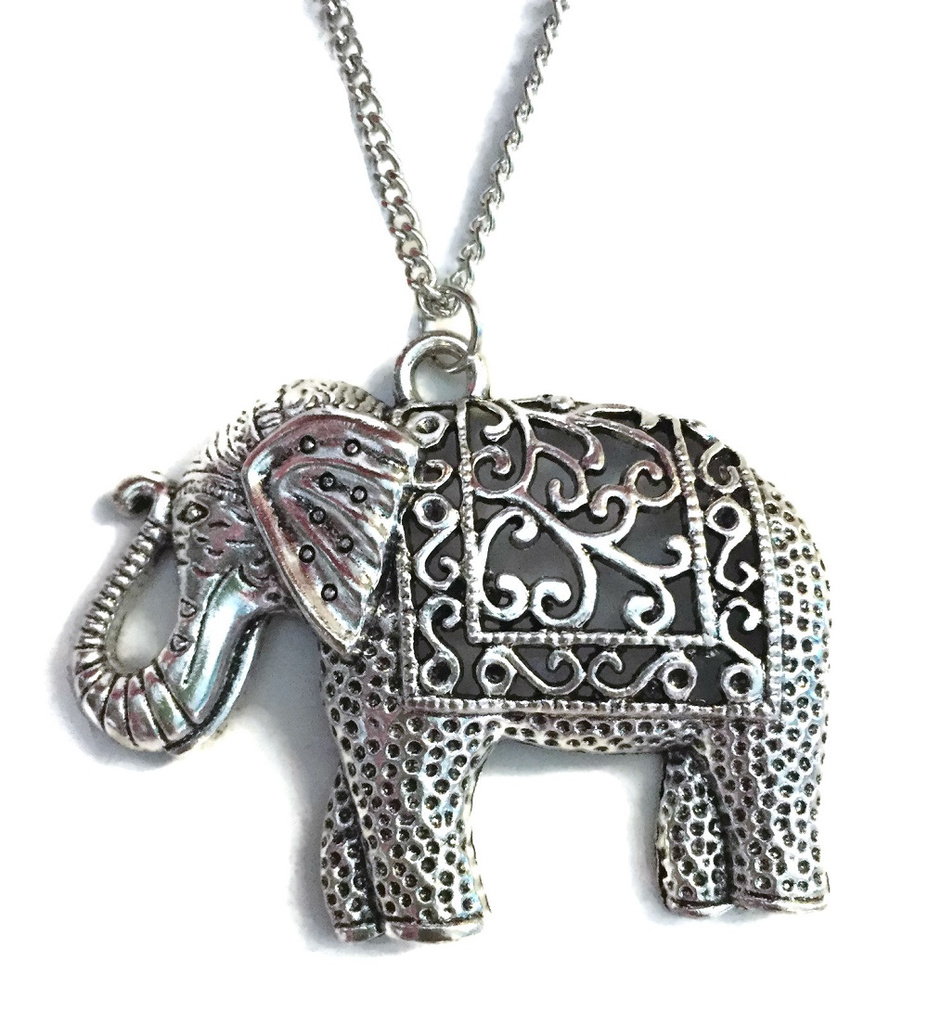 Halsband Elefant i indisk stil Antiksilver Rostfri Kedja