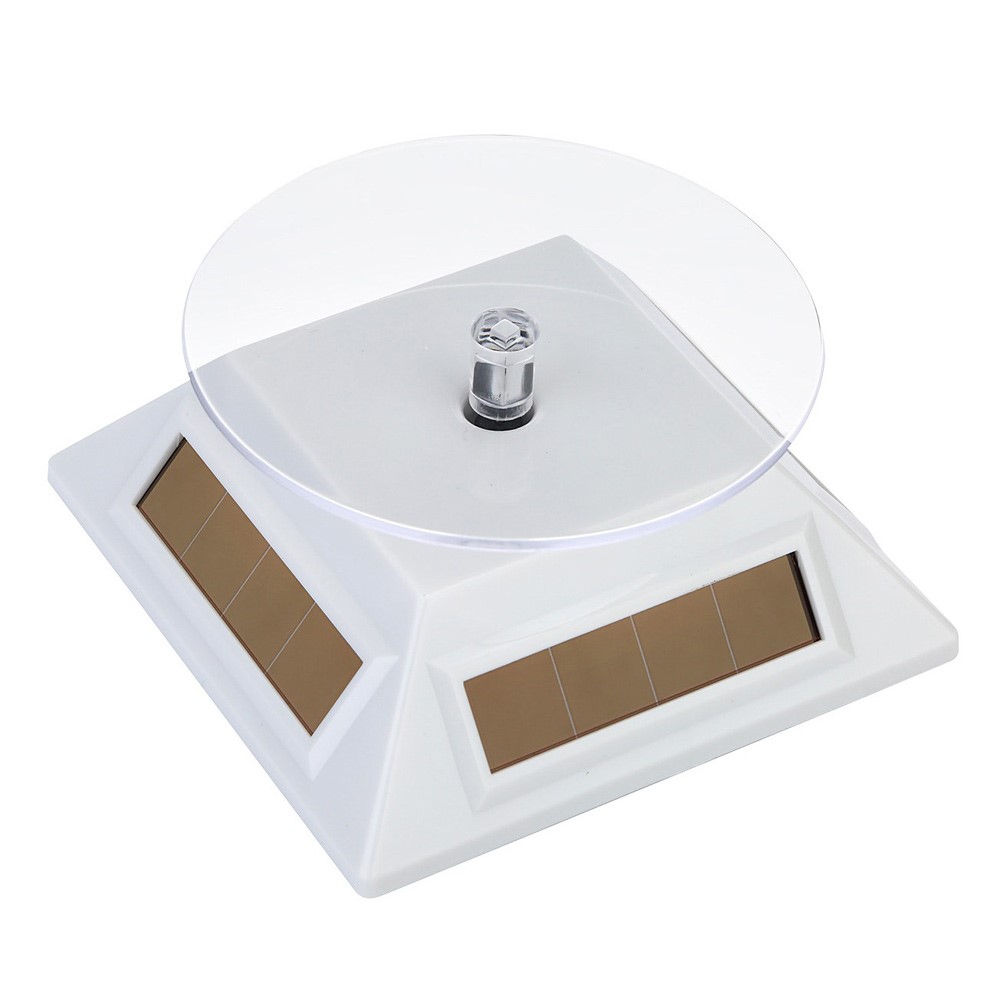 Sol - og batteridrevet skjermstativ Roterende platespiller