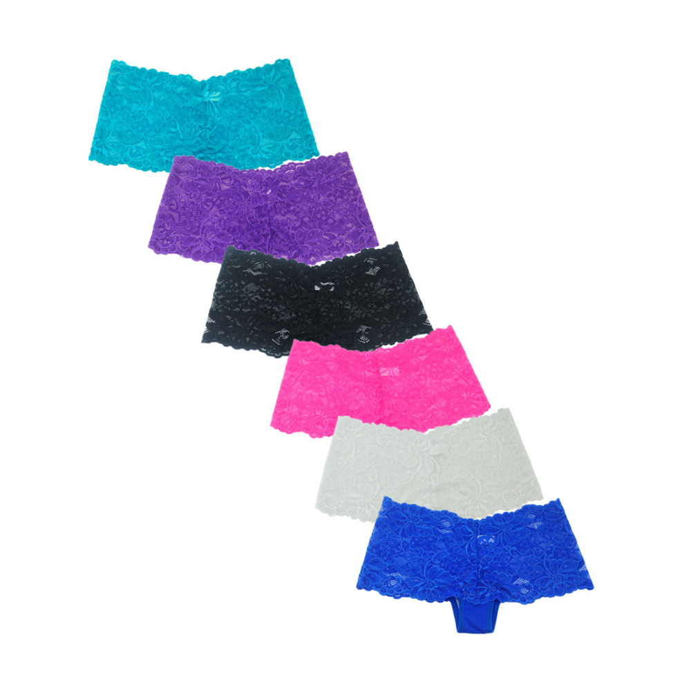 6-pakning med hipsters blondetruser, 6 forskjellige farger!