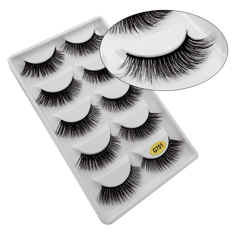 5-par lösögonfransar - 3D faux mink - G701