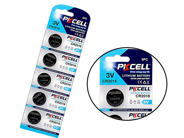 CR2016 5-pack Litiumbatterier 3V PKCell