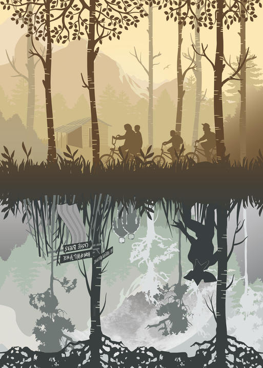A3 Print - Stranger Things - Riding the bikes