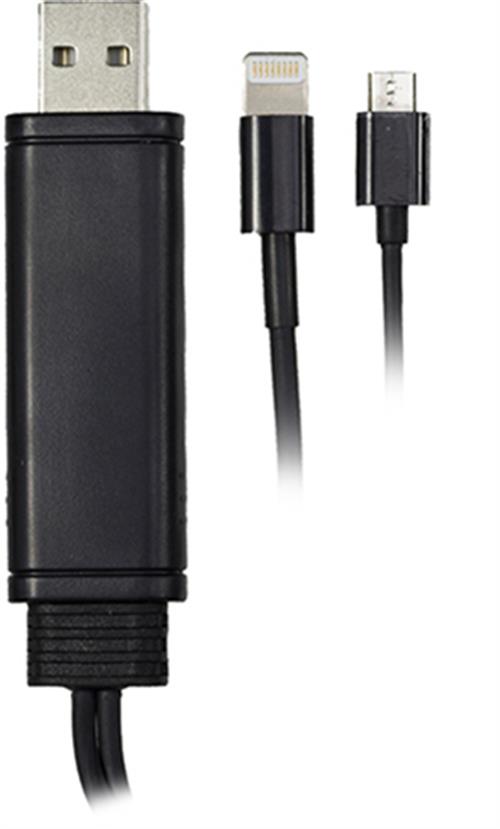EPZI Universal sync/laddnings - kabel, 1xMicro USB 1xLightning