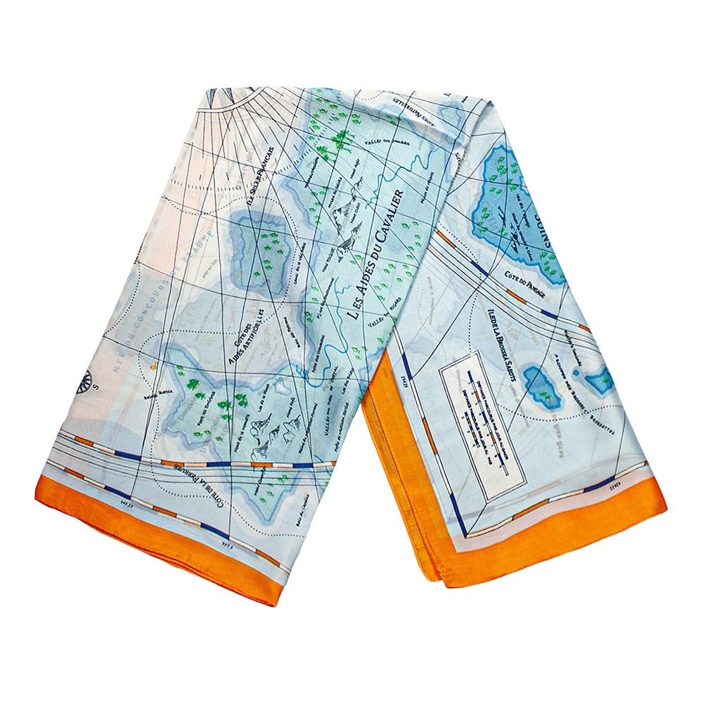Scarf med kartmotiv - Blå och Orange, Nr. 28