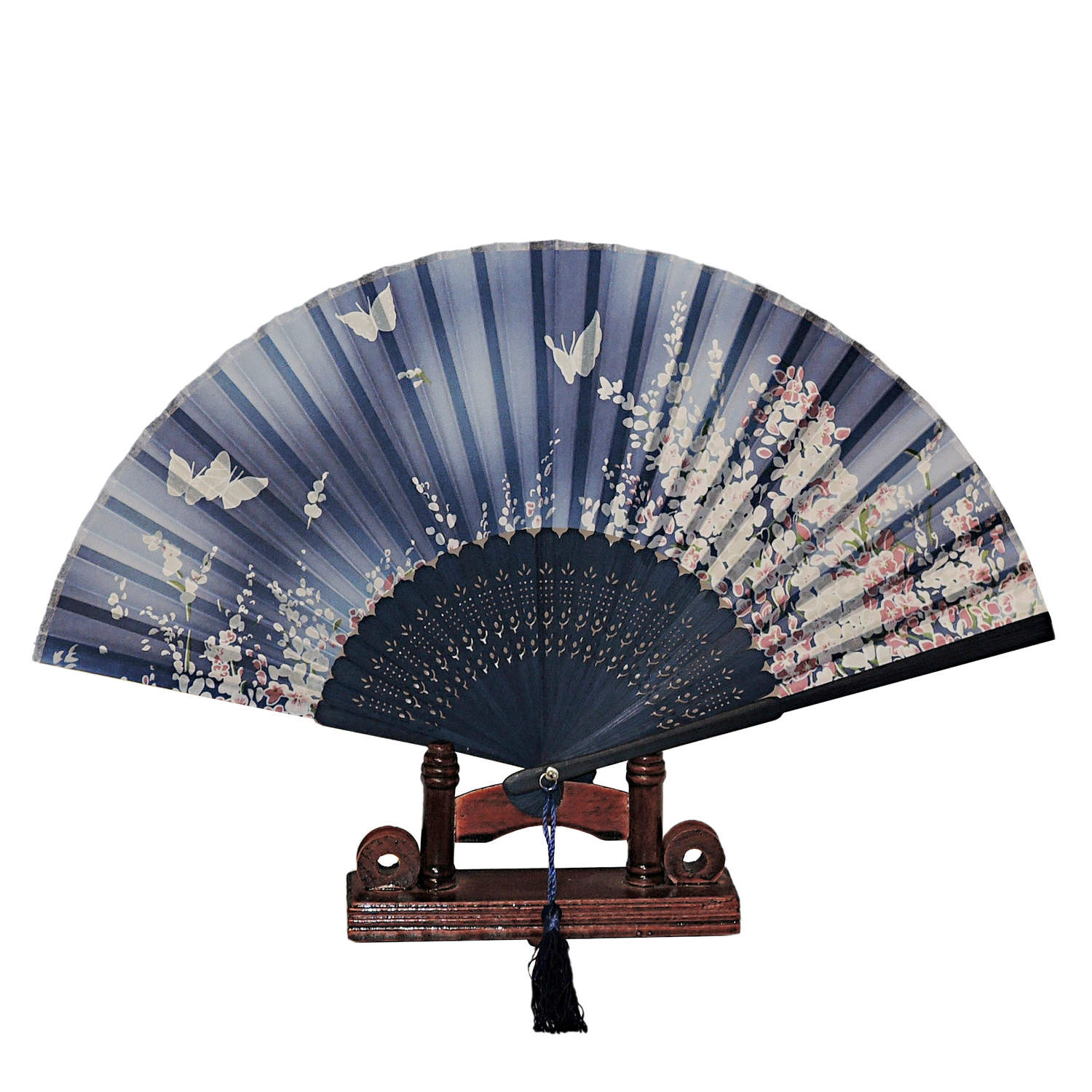 Vifte - Sommerfugle med blomster [M6] - Lyseblå [Blå]