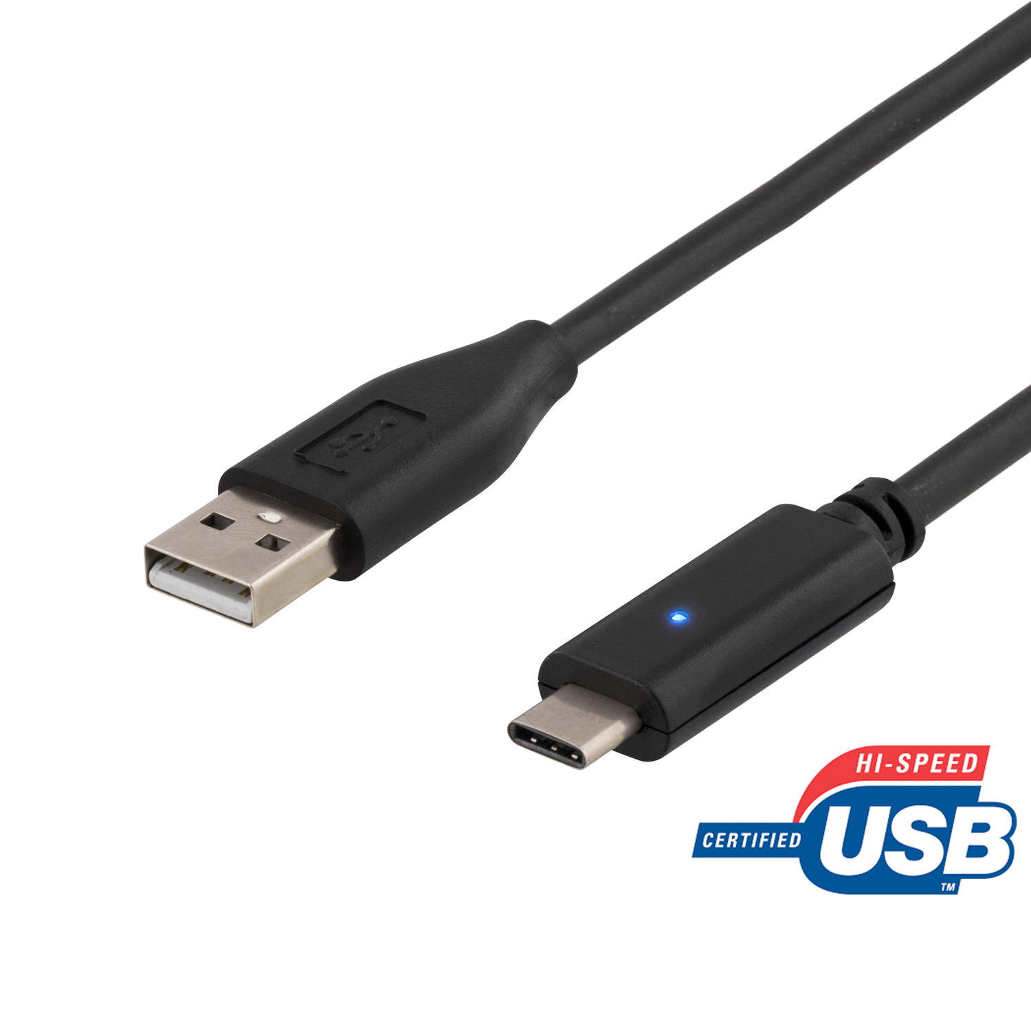 DELTACO USB 2.0 kabel, Typ C - Typ A ha, 0,25m