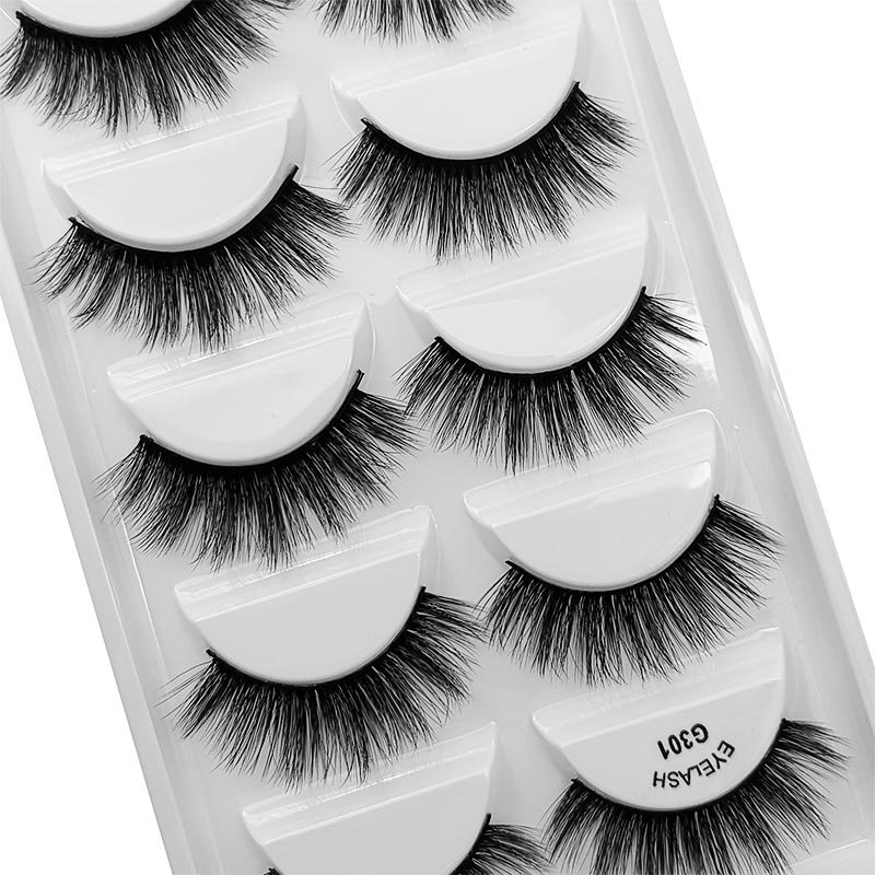 5-par lösögonfransar - 3D faux mink - G301