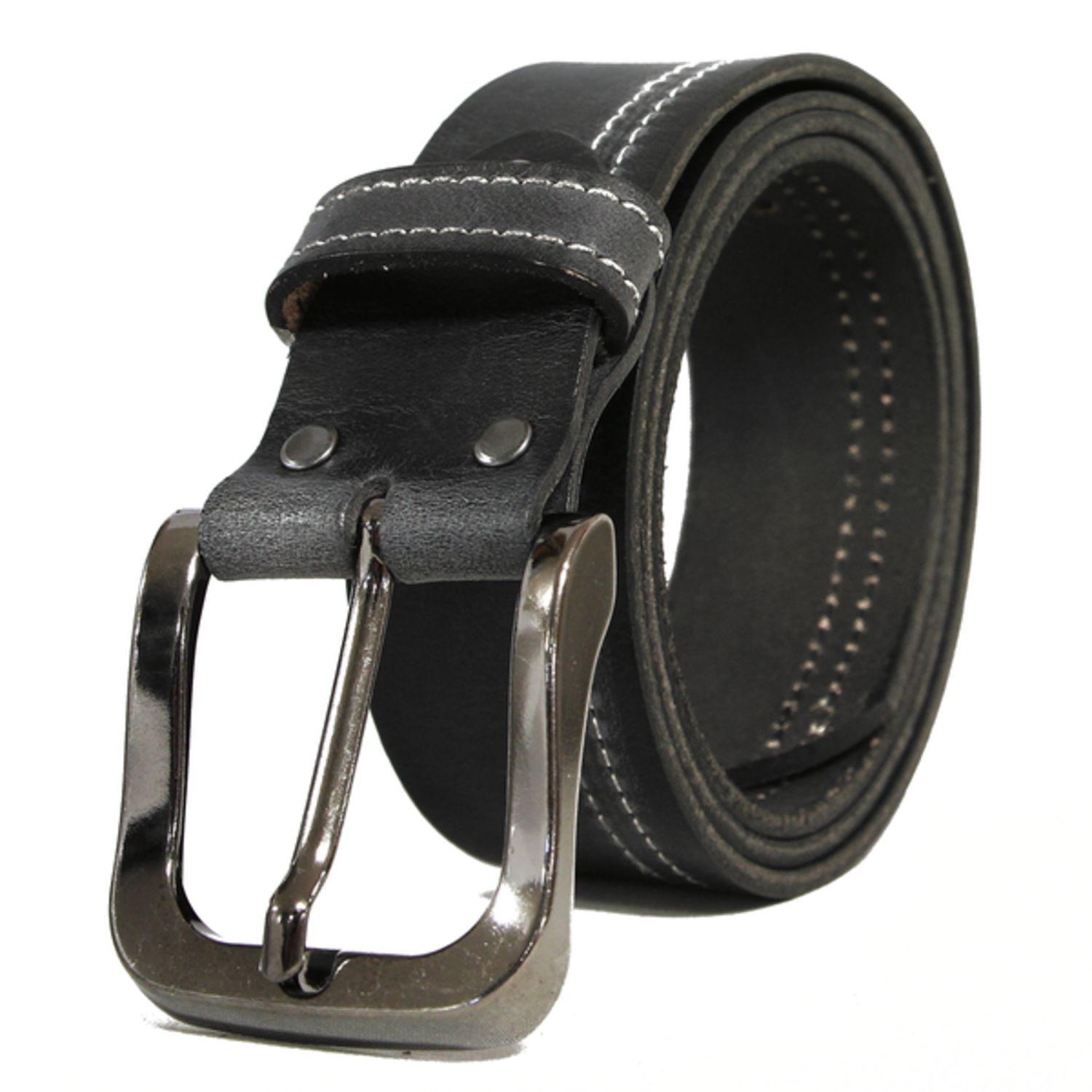 Svart 40mm jeansbä i kalvläder