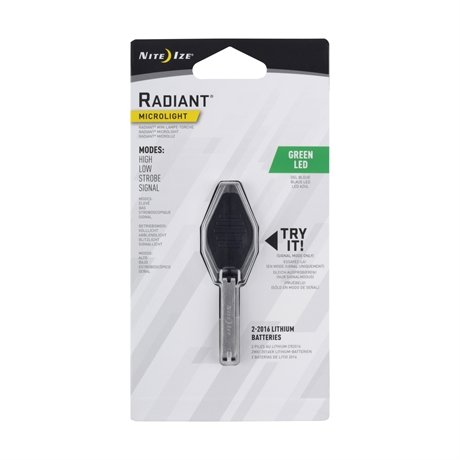 NITE IZE RADIANT MICROLIGHT Black/Green, led för nyckelring