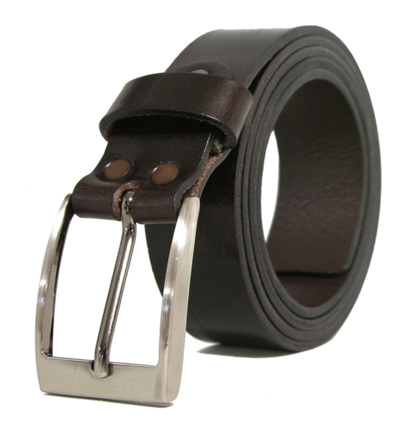 Brunt 30mm jeansbä i kalvskinn