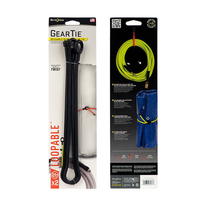 gummerad vajer, NITE IZE GEAR LOOPABLE TWIST TIE 24 inches/ 60 cm 2-PACK