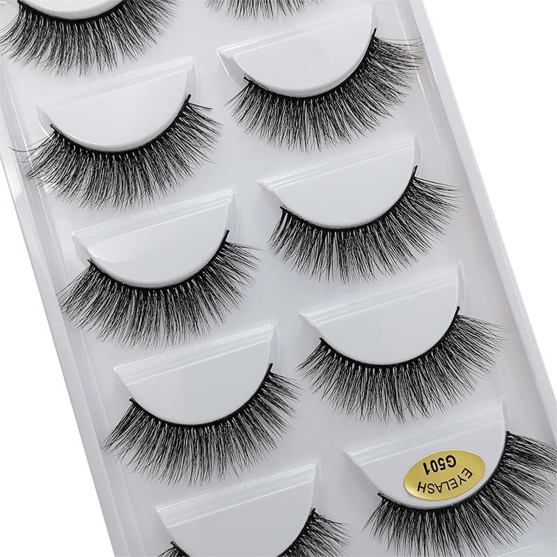 5-par lösögonfransar - 3D faux mink - G501