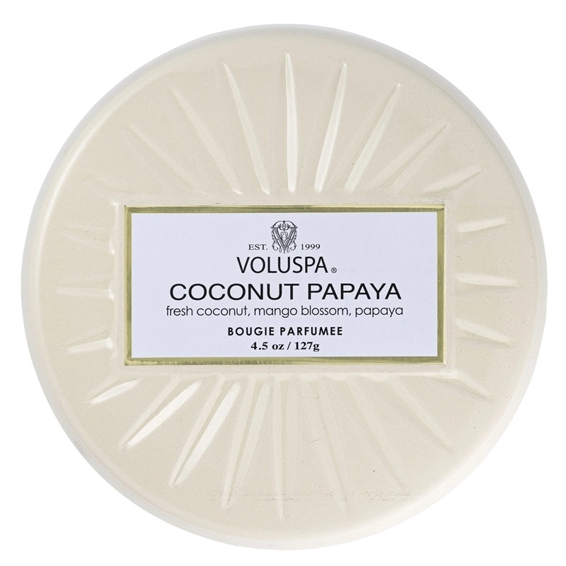 Voluspa Decorative Tin Candle Coconut Papaya 127g