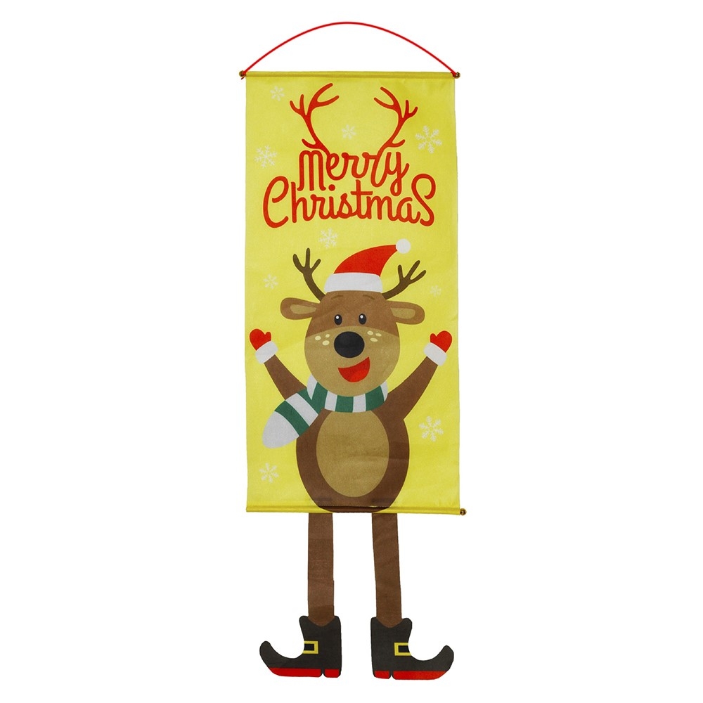 Merry Christmas Flagga Xmas Hängande Banner Dörr Dekor - Rådjur