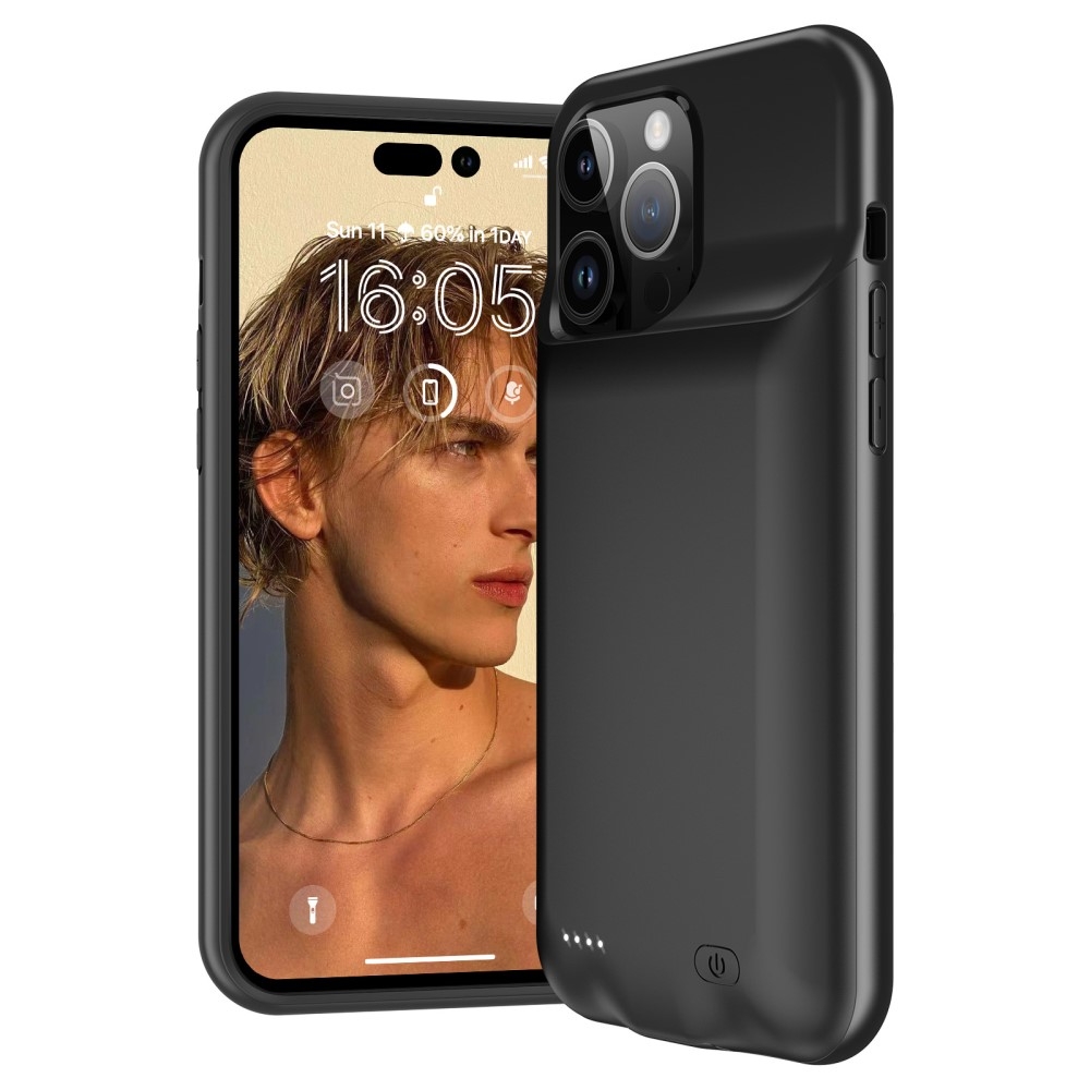 Uppladdningsbart Batteri Fodral Skal för iPhone 15 Pro Max 8500mAh