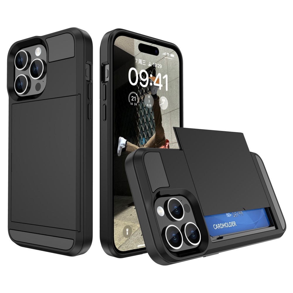 För iPhone 15 Plus skal med korthållare