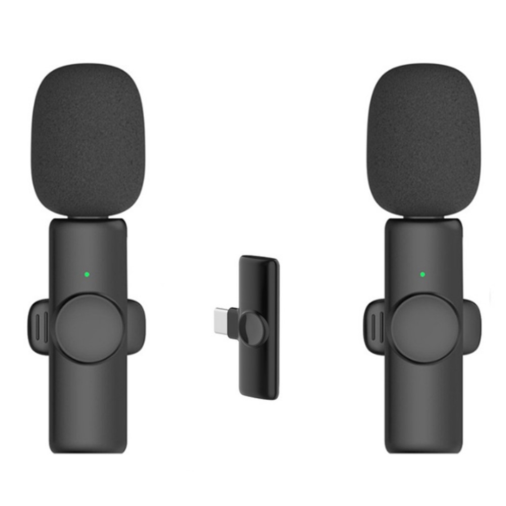 USB - C 2,4 GHz trådlös Lavalier - mikrofon (2 Mics+1 - mottagare)