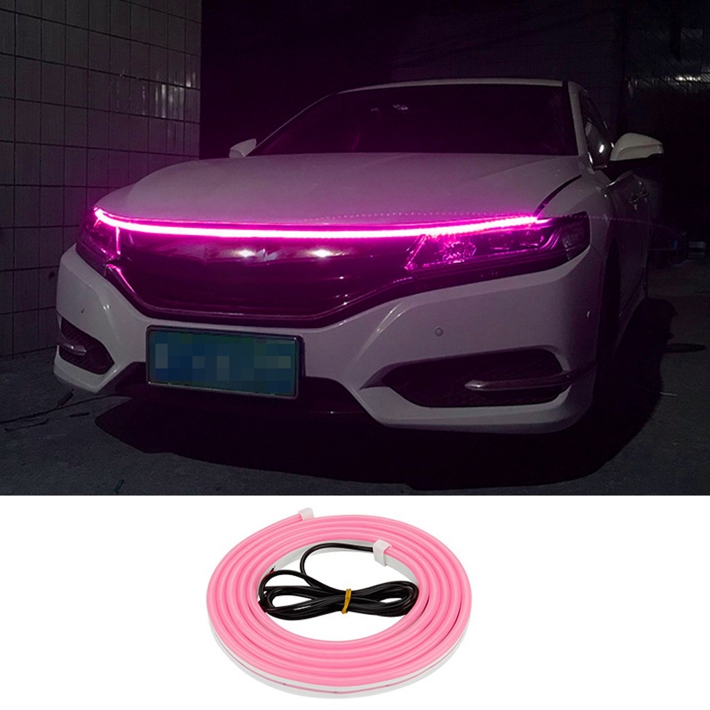 Dekorativ Ljusremsa För Bil Huv Flexibel Vattentät - Rosa 2m
