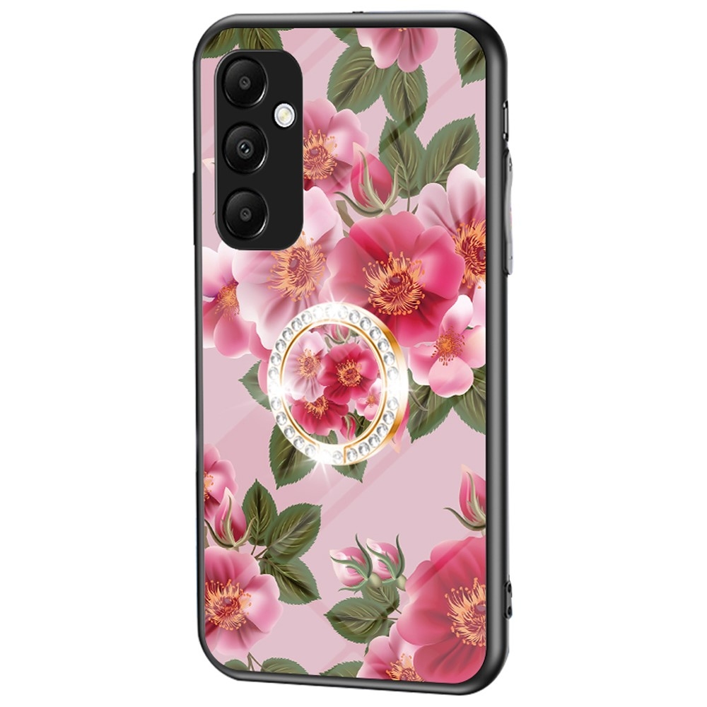 För Samsung Galaxy A35 härdat glas skal ring kickstand mobilskal - Glamorös