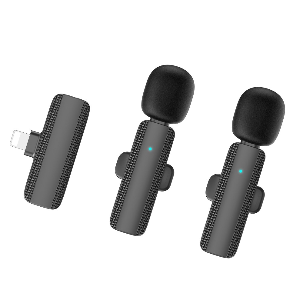 Trådlös Lavalier Lapel Mikrofon & Mottagare för iPhone 2 +1
