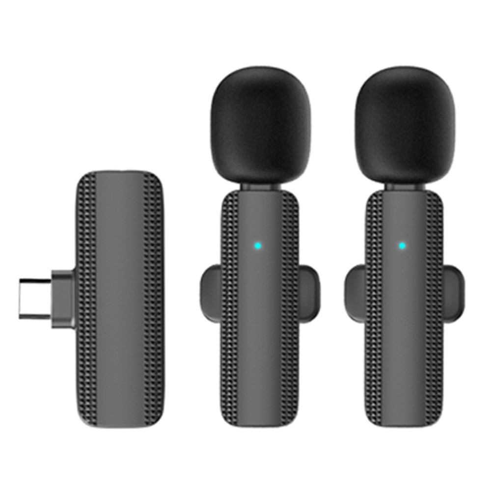 Trådlös Lavalier Lapel Mikrofon & Mottagare för USB-C 2 +1