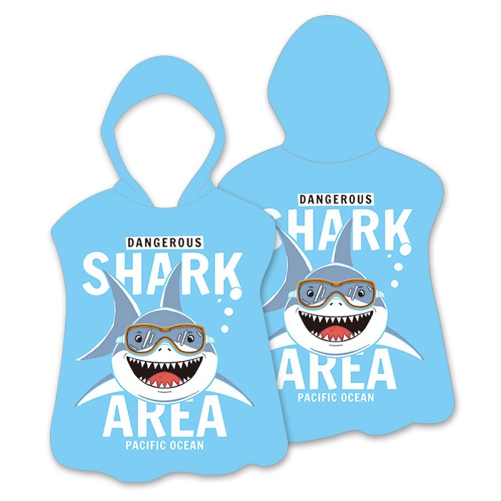 Huva Cape Badhandduk Badrock Poncho, 60x60cm - Ocean Shark