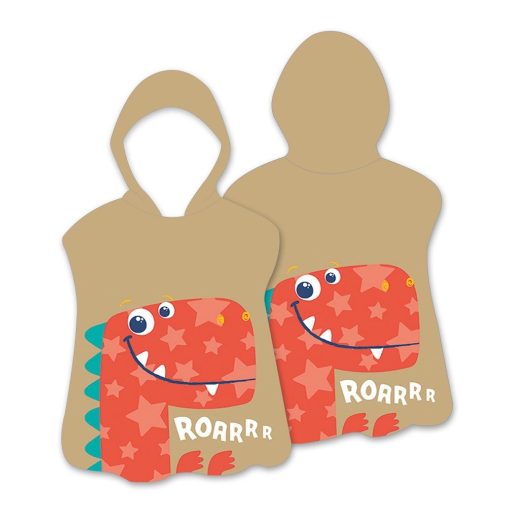 Huva Cape Badhandduk Badrock Poncho, 60x60cm - Orange Dinosaur