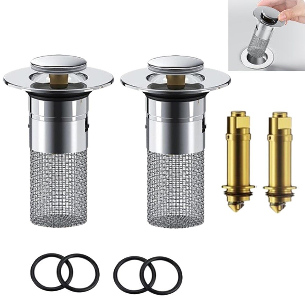 2 stk Pop - up servantstopper Dreneringsfilter Hårfangersil for dusjvask