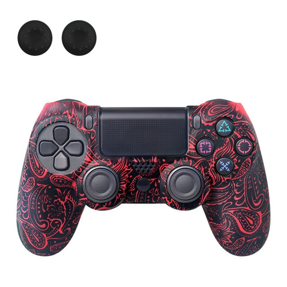 Skal för Sony PlayStation 4 Pro Slim PS4 Anti - Slip Silikon Skin Cover - Red Phoenix Feather