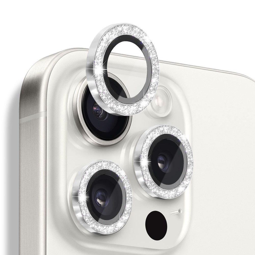 NORTHJO Kameran Linssinsuoja Glitterillä iPhone 16 Pro / 16 Pro Max, Karkaistu Lasi ja Metalli