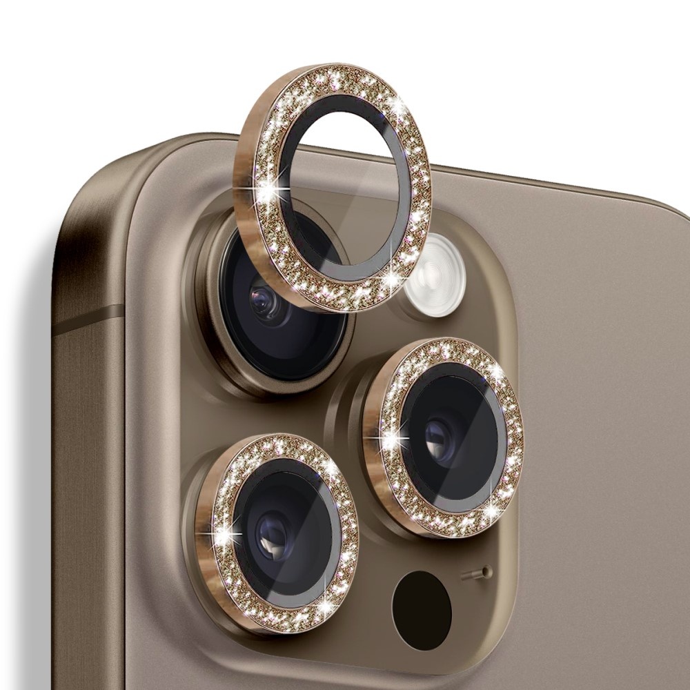 NORTHJO Kameralinsskydd med Glitter för iPhone 16 Pro / 16 Pro Max, Härdat Glas och Metall