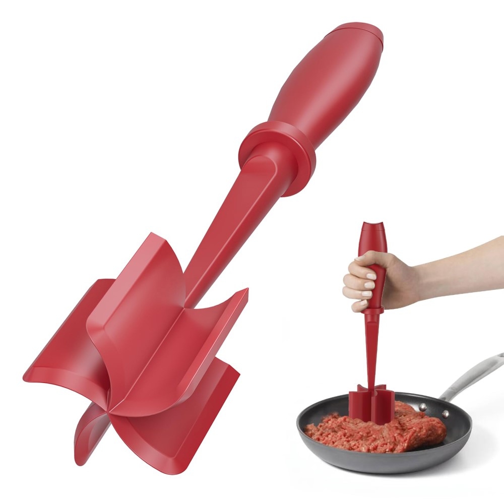Hamburger Kötthacka Potatisstötare Kvarn Beef Smasher - Röd