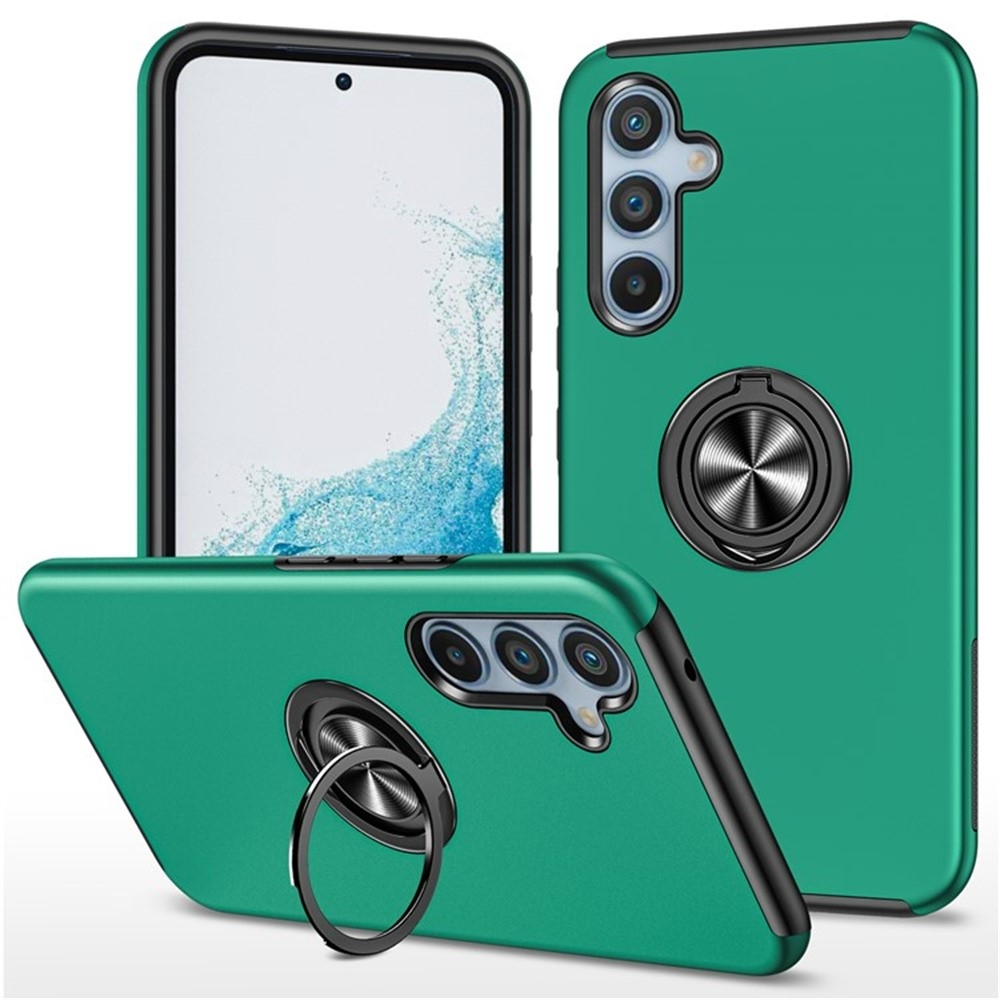 Samsung Galaxy S25 / S24 Hybrid skal med Finger Ring - Grön