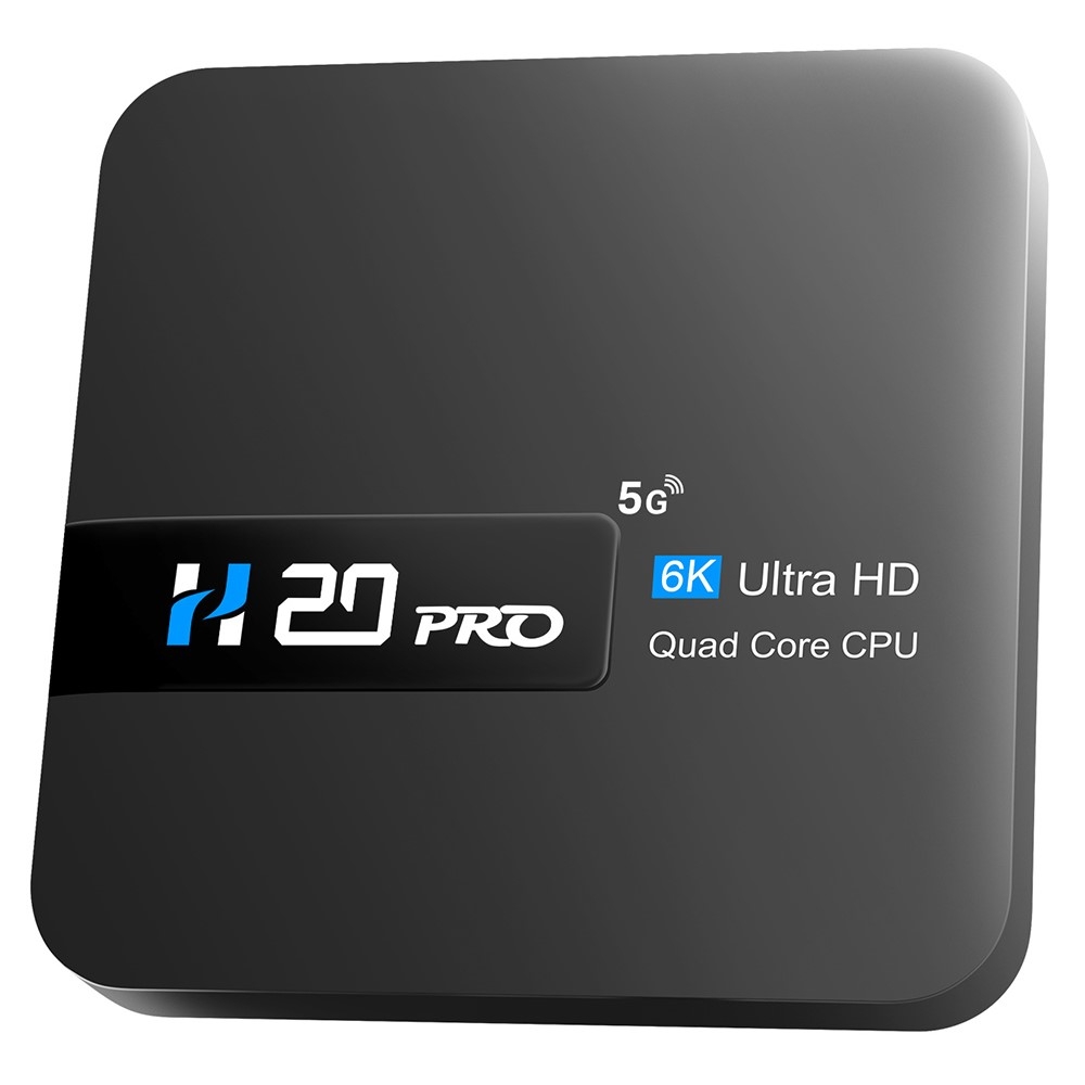 H20 Pro Smart TV Box Android 10.0 6K Ultra HD Media Player med fjärrkontroll