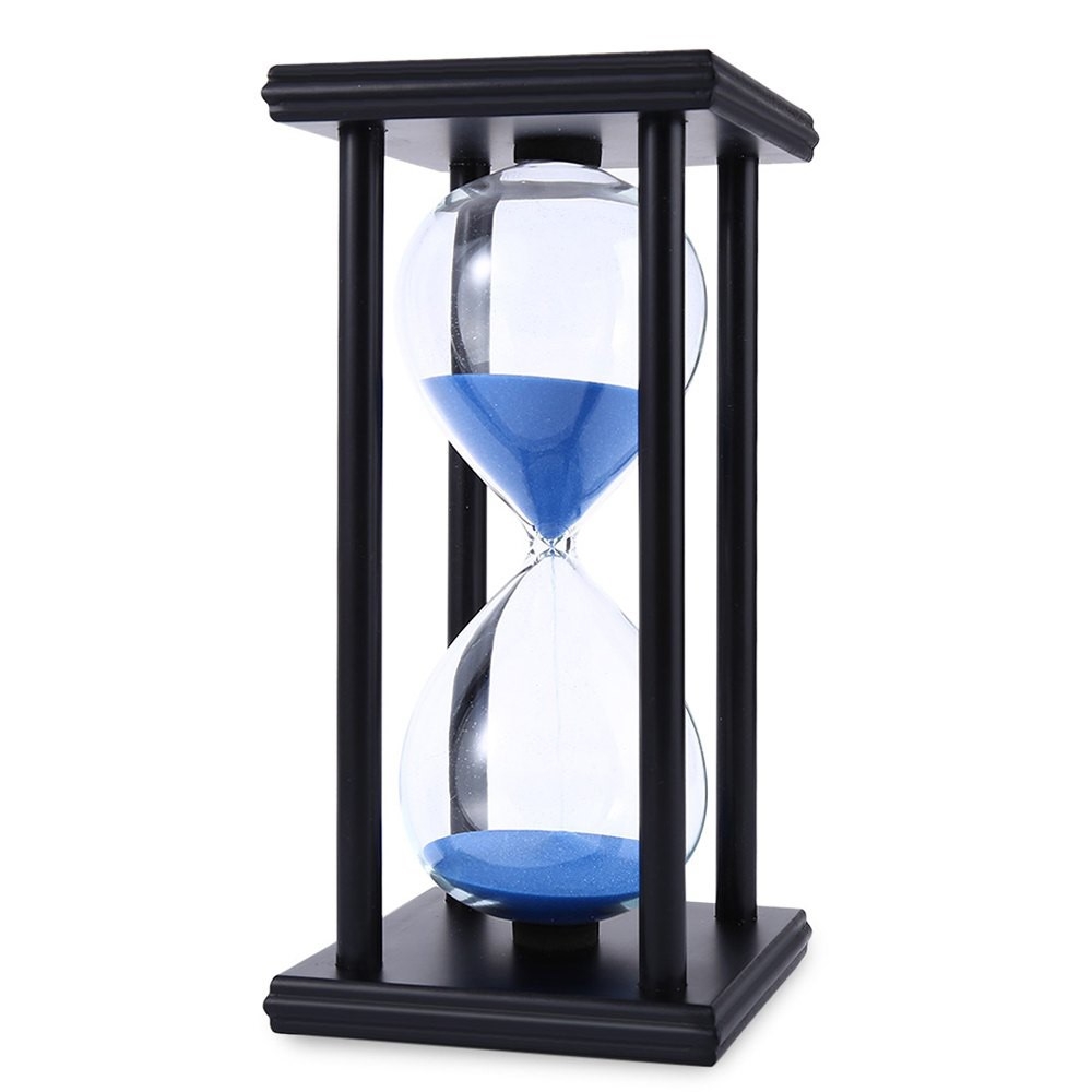 60 Minutes Timeglass Sand Timer Retro Home Decor med 4 svarte trerammer