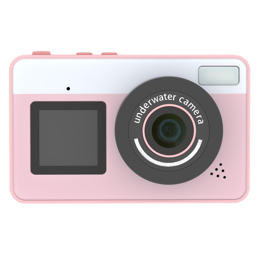 Digitalkamera Doble skjermer vanntett kamera + 32 GB kort + kortleser - rosa