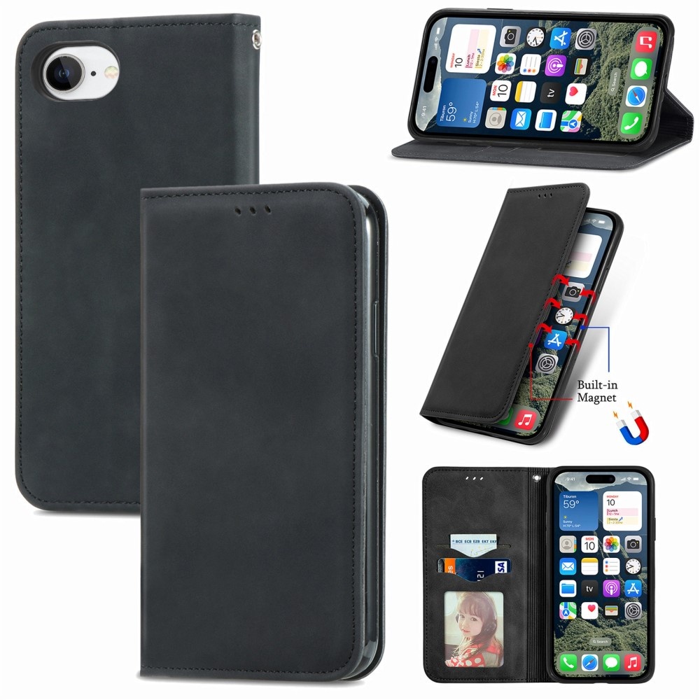 För iPhone 17e / 16e fodral med kortfack magnetiskt absorberande telefonfodra