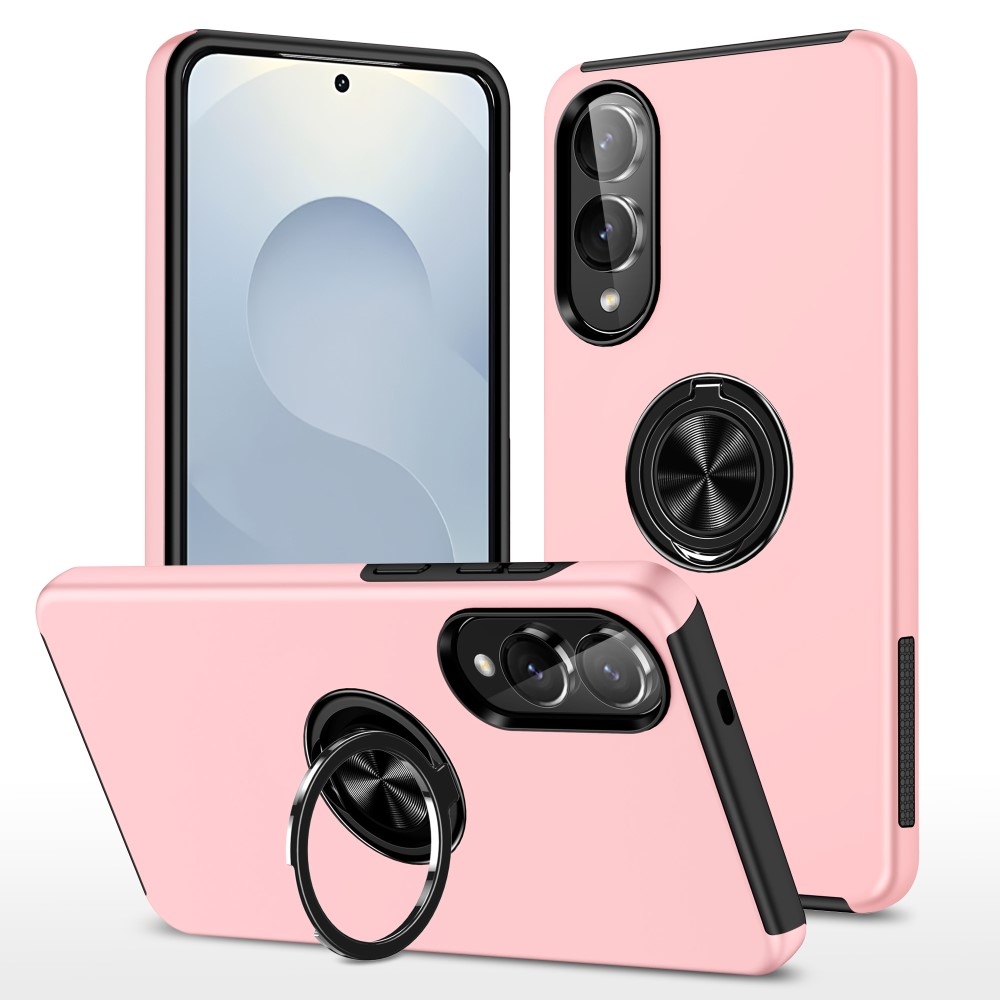 Till Samsung Galaxy S25 Edge Hybrid skal med Finger Ring - Rosa