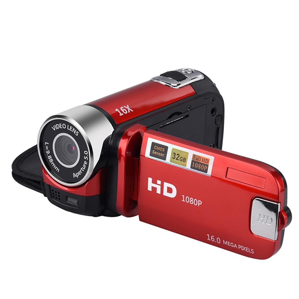 16MP HD 1080P Videokamera 16X Zoom Digitalkamera Night Vision Anti-Shake - Röd
