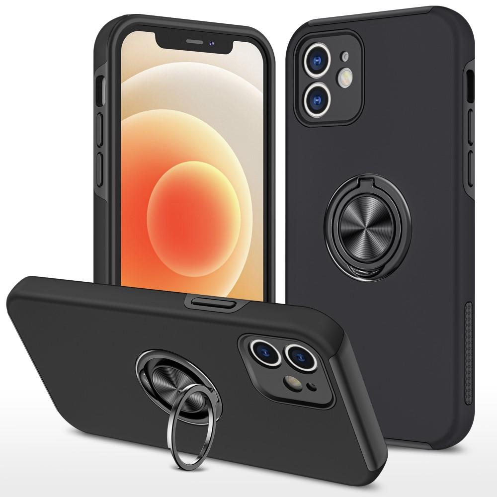iPhone 12 Mini Hybrid skal med Finger Ring - Svart
