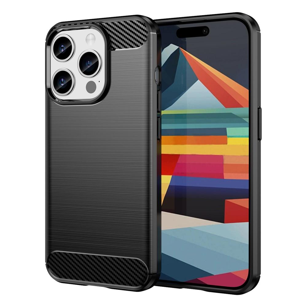 För iPhone 15 Pro Karbon fiber texture Skal Baksida