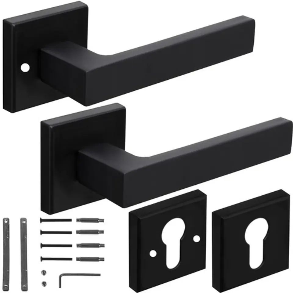 Dörrhandtag - Komplett Set - Mattsvart