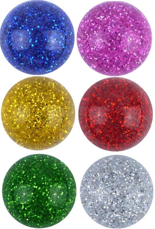 5 stk glitterfylte sprettballer, diameter 32 mm sprettball