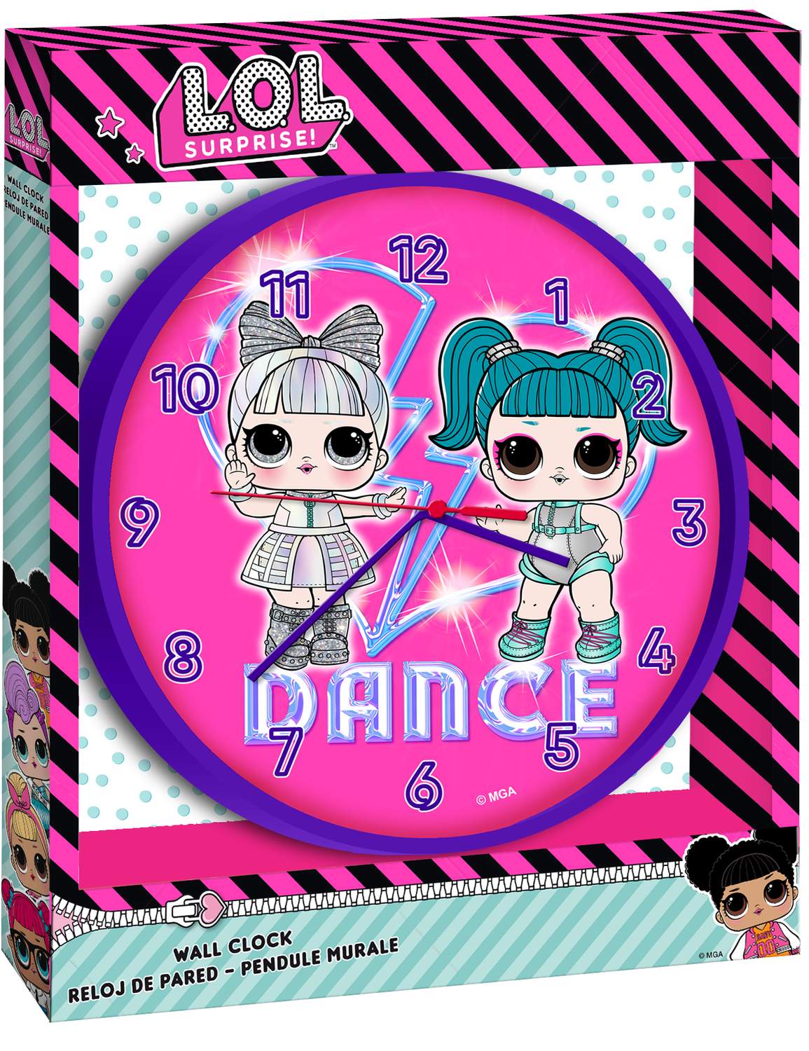 L.O.L. Surprise veggklokke rund barnklokke med fargerikt motiv
