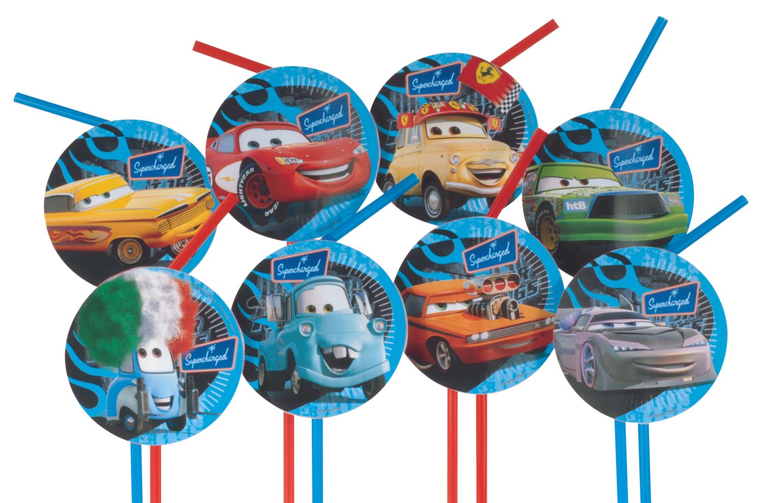 8 stk cars sugerør bil biler sugerør festtilbehør