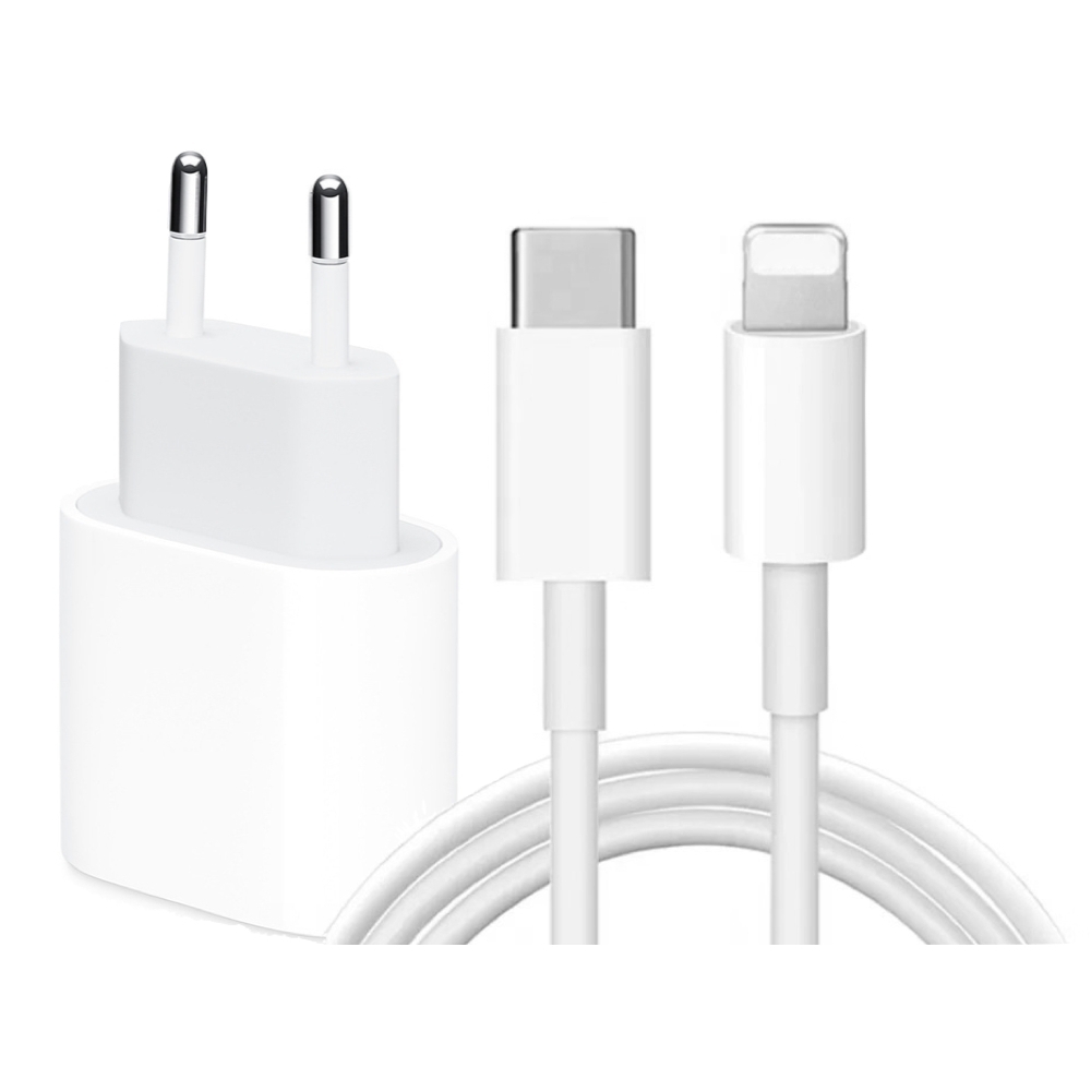 Lader Hurtiglader kompatibel med Iphone - Adapter + Kabel 20W USB-C 2m
