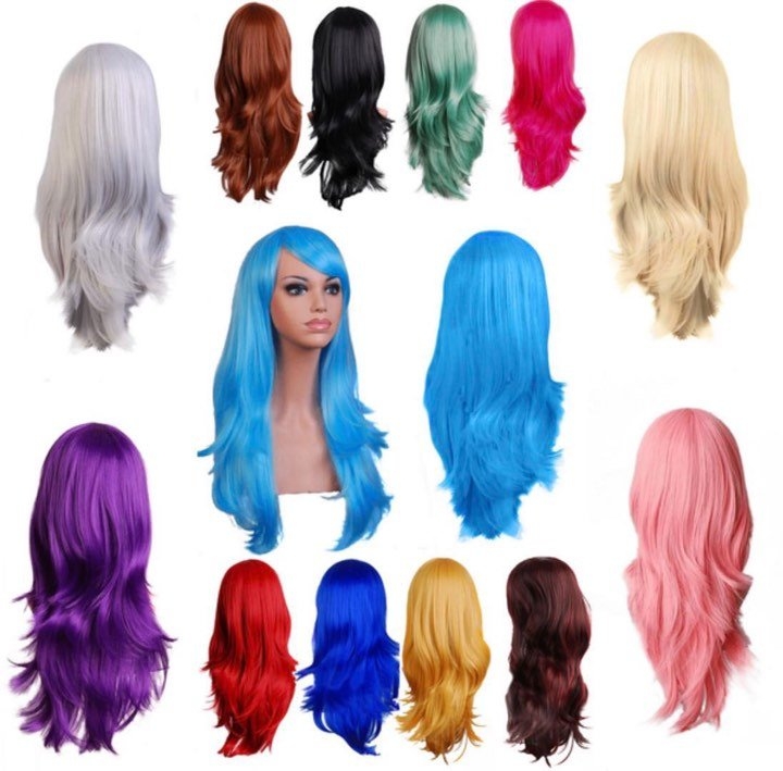 Cosplay parykk inkl. parykknett og hårforlengelseskam