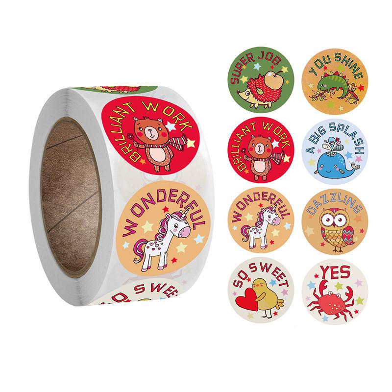Klistermärken djurmotiv 500-pack på rulle 2,5 cm